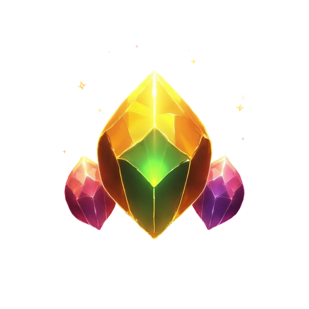 Three amber gems merging into one